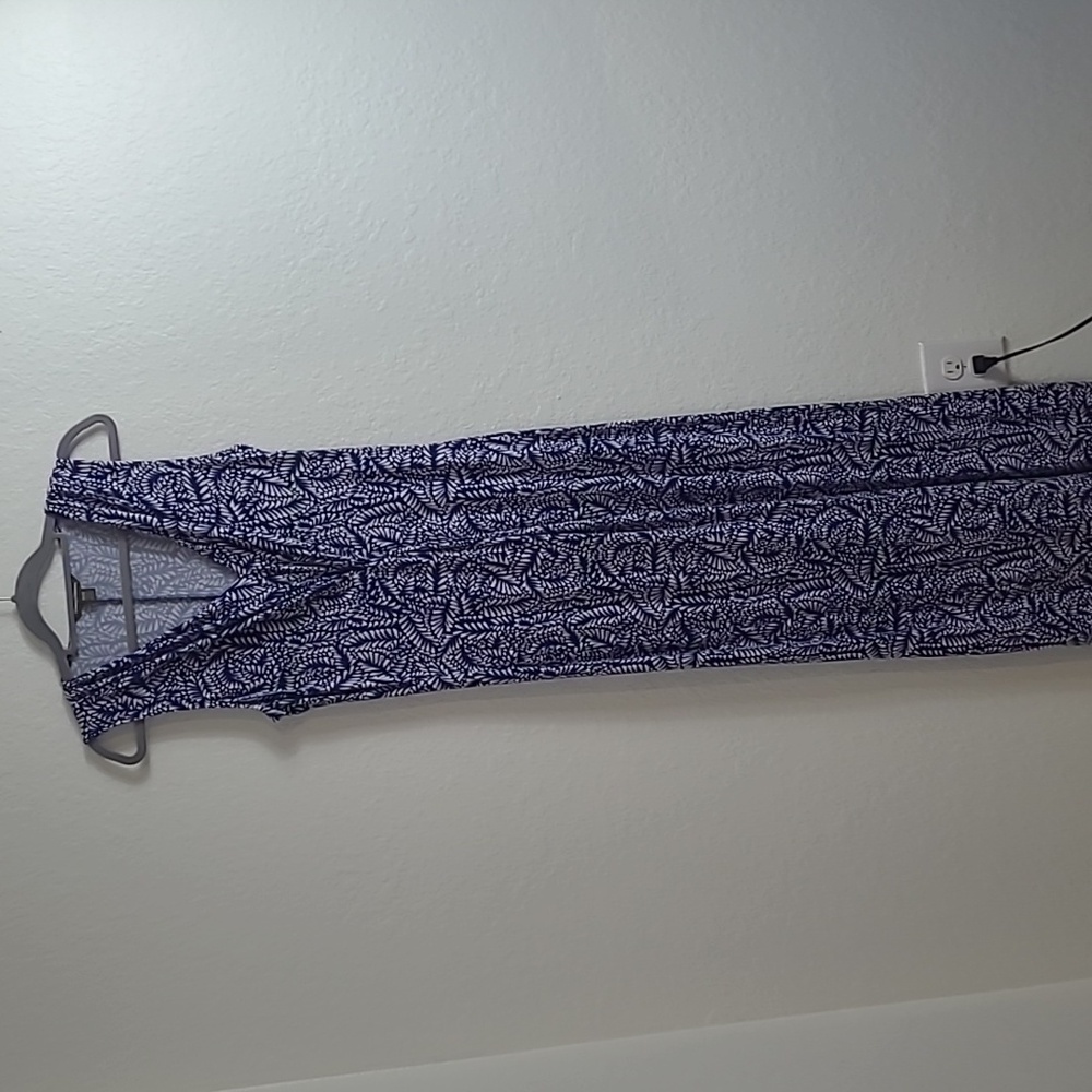 Tommy Bahama Navy Blue and White Tropical Maxi Dress Size M